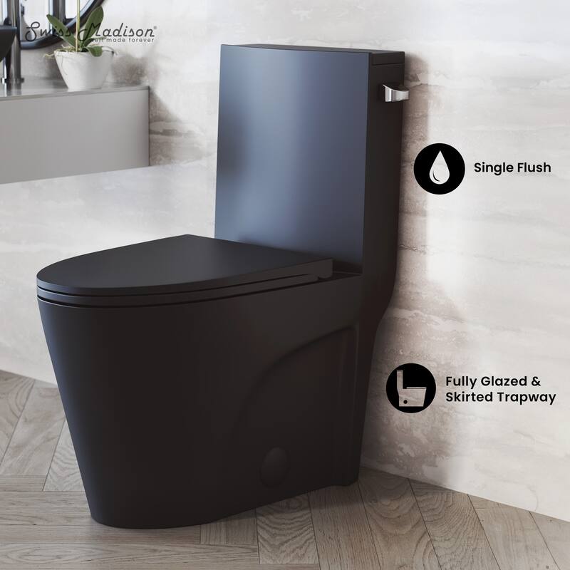 St. Tropez One-Piece 10" Rough-In 1.28 Gpf Right-Hand Vortex Flush Elongated Toilet In Matte Black