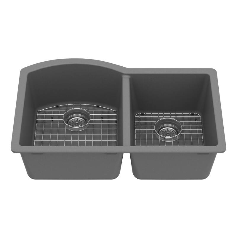 Karran Undermount Quartz 32 in. 60/40 Double Bowl Kitchen Sink Kit