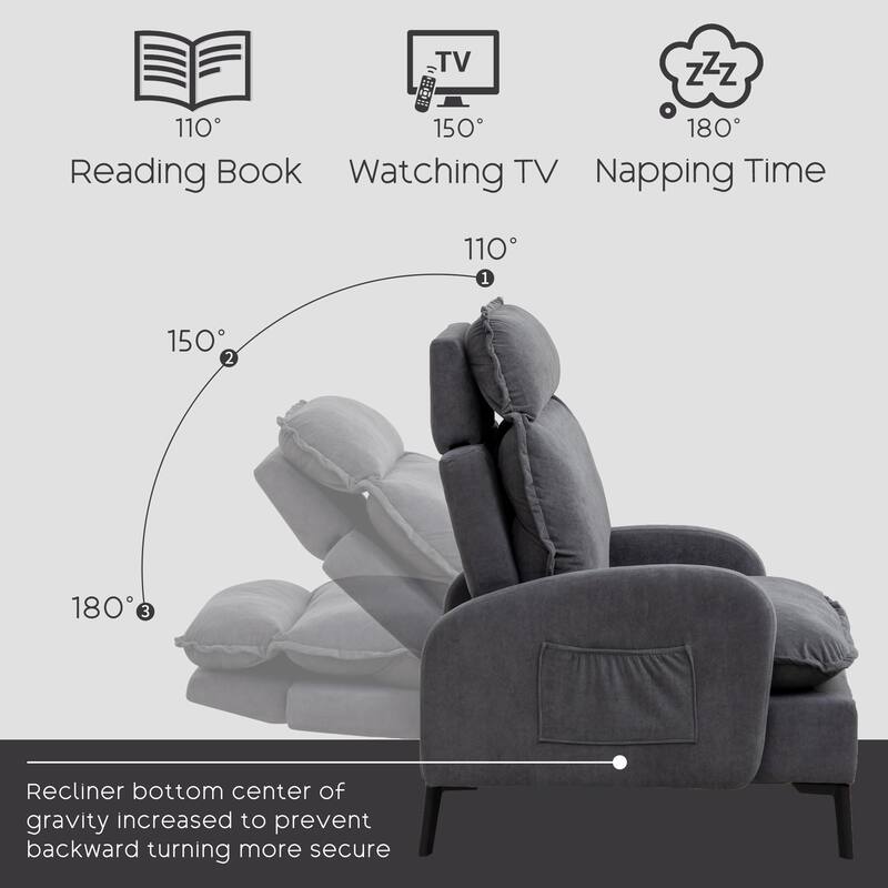 HOMYKA Upholstered Lounge Accent Chairwith Adjustable Backrest Storage Ottoman