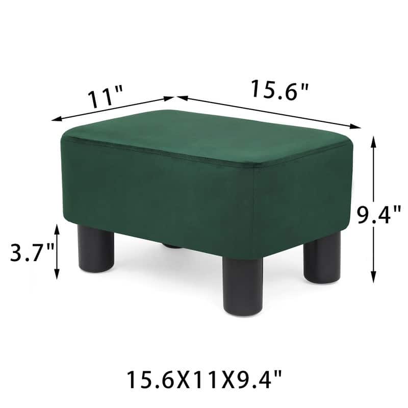 Adeco Footstool Ottoman Fabric Footrest Modern Rectangular Stool