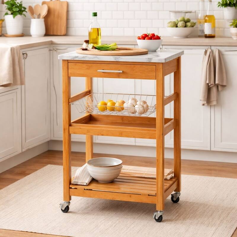 Aya Bamboo Kitchen Cart - Laminate