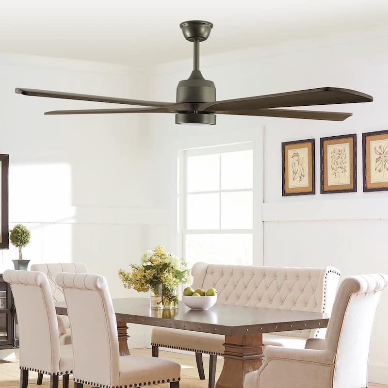 60" Wood Ceiling Fan with Light and Remote Control,6-Speed Noiseless Reversible DC Motor, Ceiling Fan - Olive Green