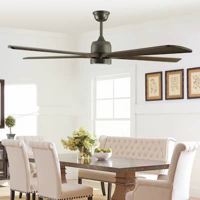 60" Wood Ceiling Fan with Light and Remote Control,6-Speed Noiseless Reversible DC Motor, Ceiling Fan