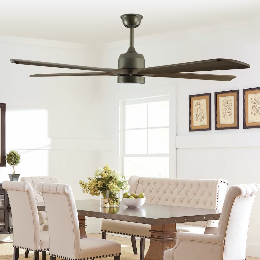 60" Wood Ceiling Fan with Light and Remote Control,6-Speed Noiseless Reversible DC Motor, Ceiling Fan