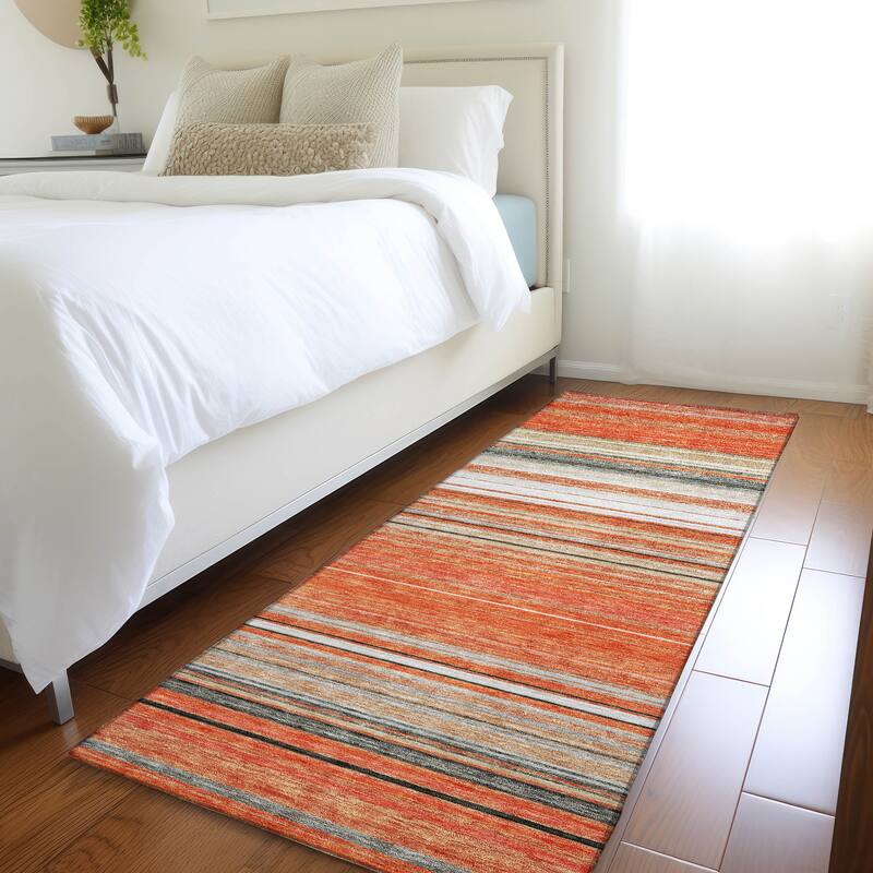 Premium Washable Super Soft Modern Stripes Mayfield Rug - Coral - 2'3" x 7'6"
