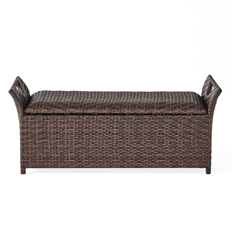 Wing Outdoor Wicker Storage Bench by Christopher Knight Home