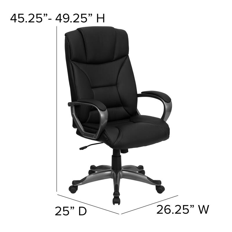 High Back LeatherSoft Executive Swivel Office Chair w/Lip Edge Base & Arms