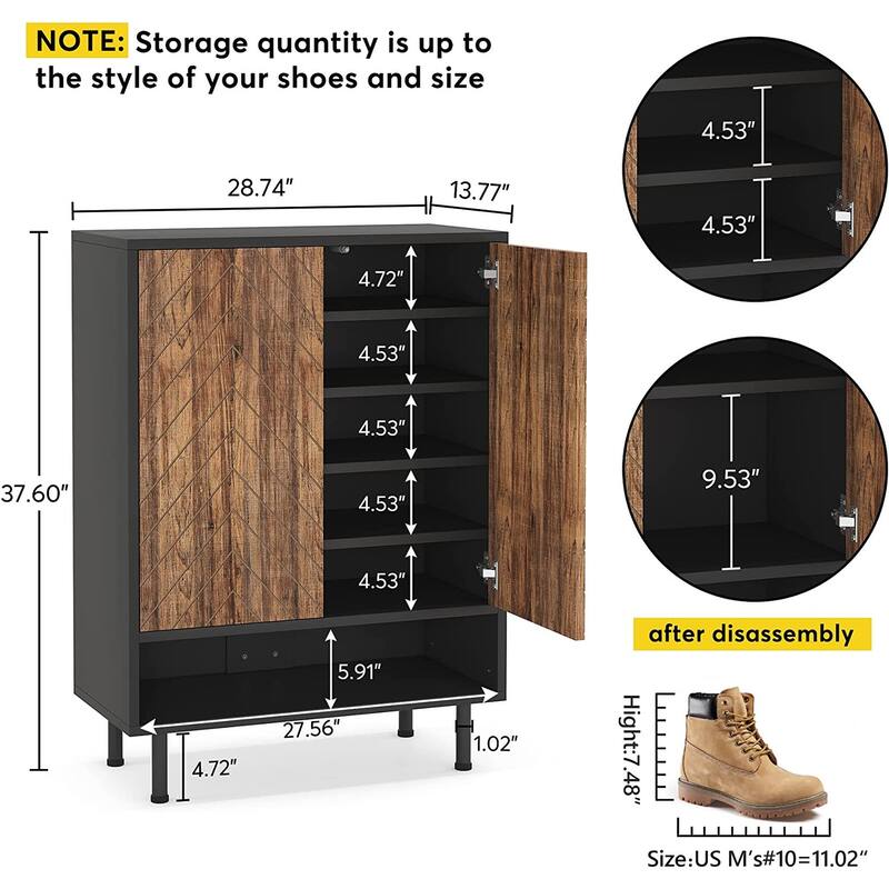 18 Pair Shoe Storage Cabinet for Entryway Shoe Rack Organizer