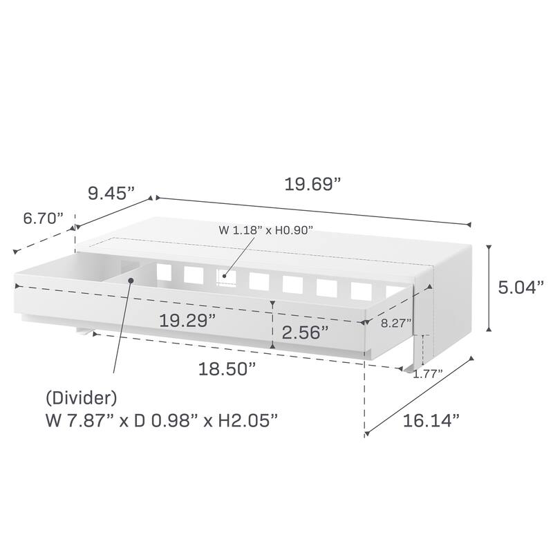 Yamazaki Home Monitor Stand With Drawer, Steel - L 16.1 x W 19.7 x H 5 inches