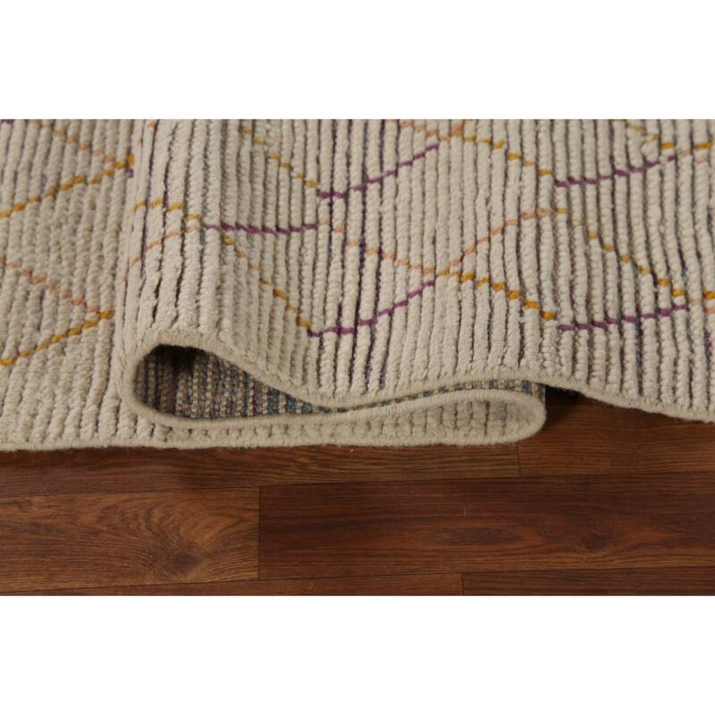 All-Over Trellis Moroccan Oriental Runner Rug Handmade Wool Carpet - 2'6"x 12'7"