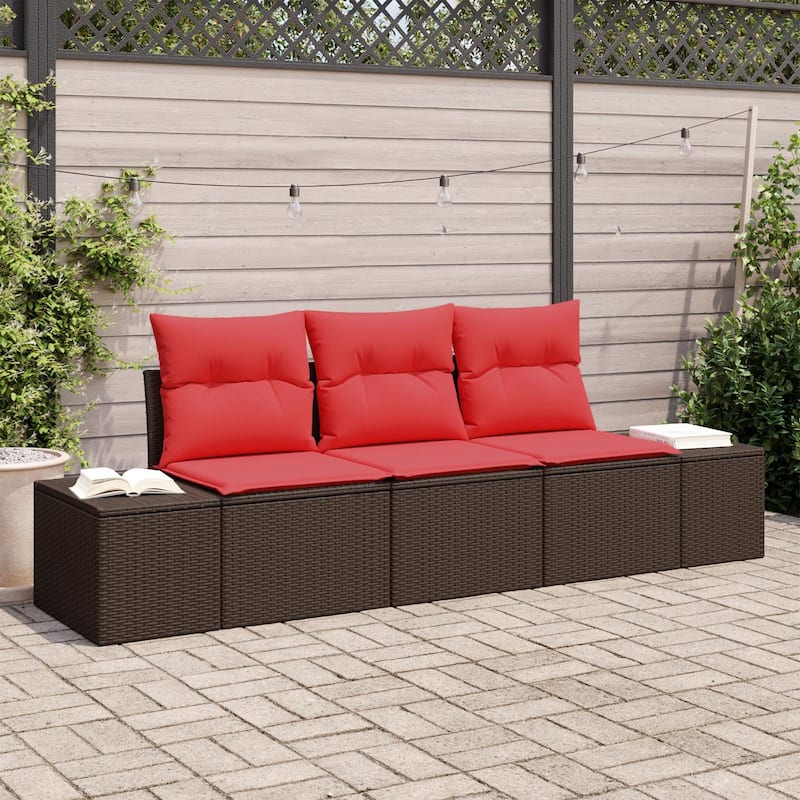 vidaXL 3 Piece Garden Sofa Set with Cushions - 94.1×24.4×27.2 - Brown