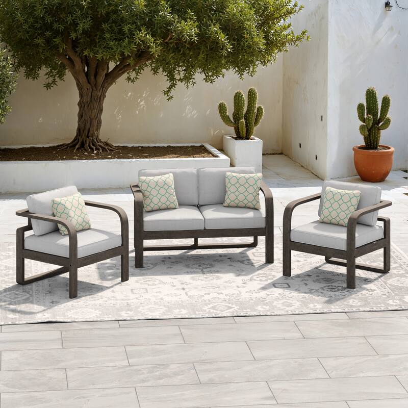 Corvus Annette 3-piece Outdoor Conversation Set with Sunbrella Pillows