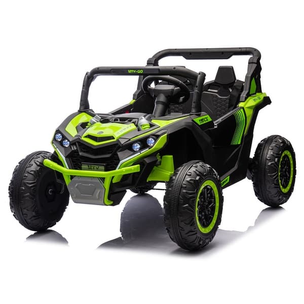 slide 2 of 100, 24V Two-Seater Ride-On Car for Kids with Remote Control, Large Wheels & Suspension Green