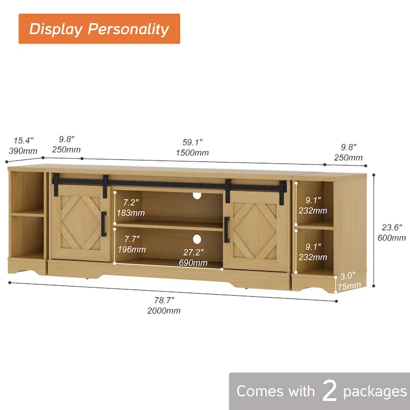 Modern Farmhouse TV Stand for up to 85" TVs Entertainment Center with Open Storage for Living Room
