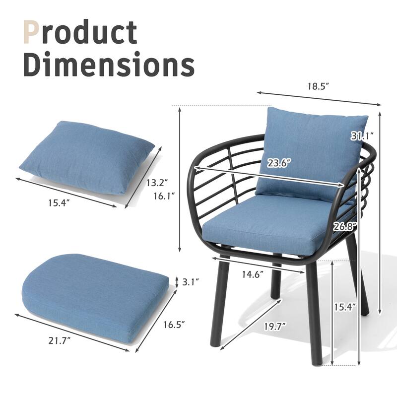 Outdoor Patio Aluminum Dining Chairs with Sunbrella Fabric Cushion - see picture