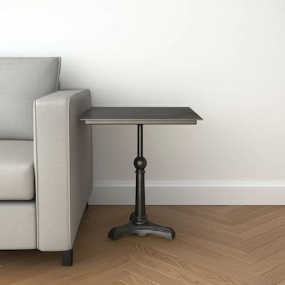 HomeRoots 30" Brown Iron Square Pedestal End Table - 24 in. x 30 in. x 24 in.