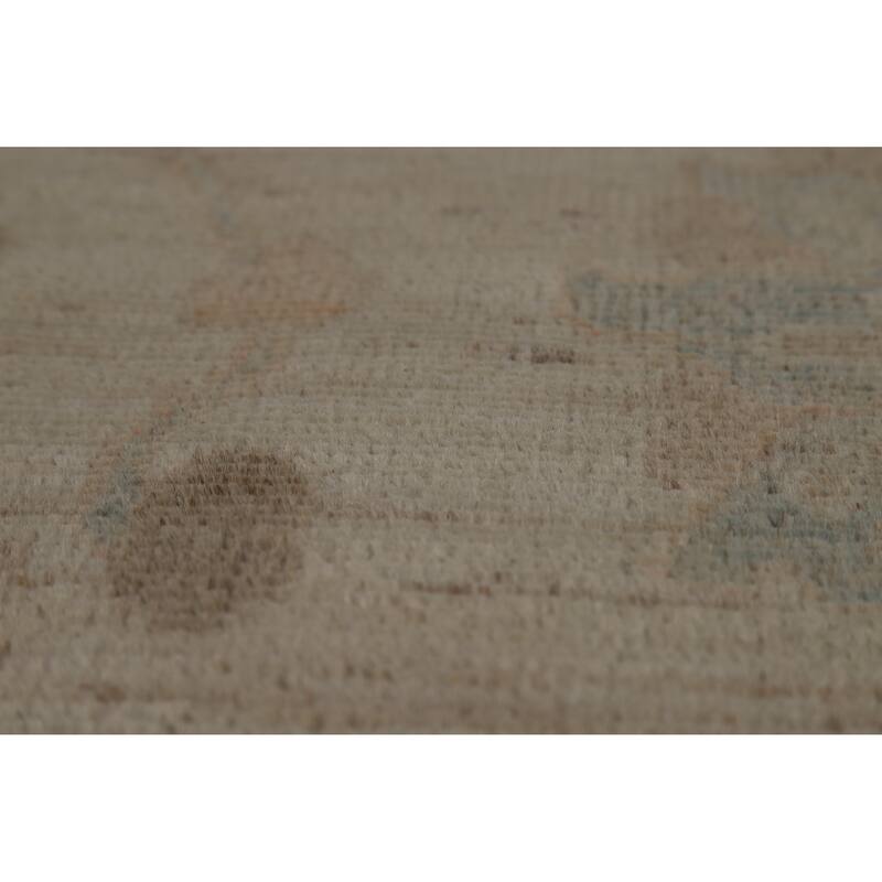Beige Oushak Turkish Area Rug Handmade Vegetable Dye Wool Carpet - 8'2" x 10'2"