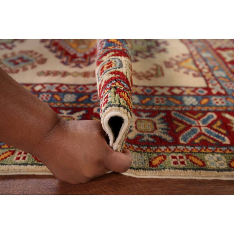 Kazak Foyer Rug Hand-Knotted Bedroom Wool Carpet - 3'4" x 4'11"
