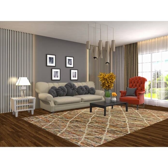 Trellis Moroccan Oriental Rug Handmade Living Room Wool Carpet - 6'6" x 9'9"