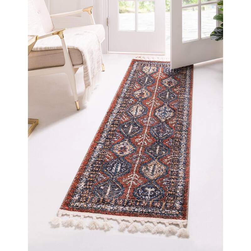Contemporary Ariella Collection Area Rug - 2'x8' - Rust Red