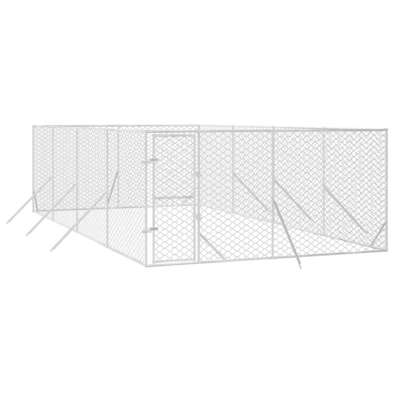 vidaXL Outdoor Dog Kennel Silver Multi-Size Galvanized Steel