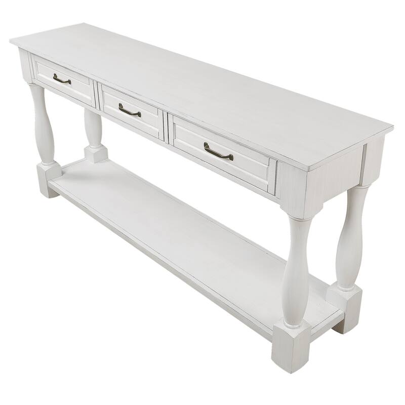 63inch Long Wood Console Table with 3 Drawers and 1 Bottom Shelf
