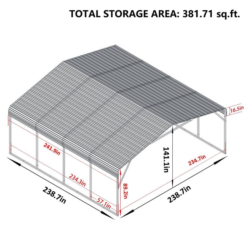 VEIKOUS 20x20 FT Heavy Duty Metal Carport, Weatherproof & Rust-Resistant Garage Carport - 20×20FT