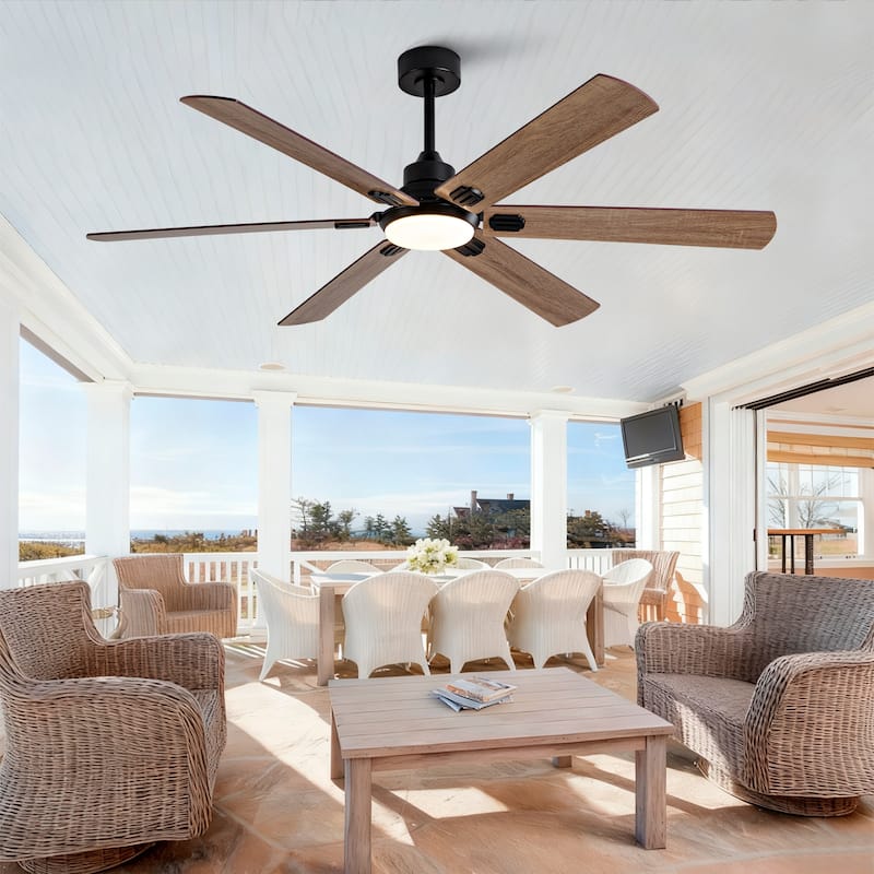 60" Ceiling Fan with Light, Remote Control, Dimmable LED, 6-Speed Quiet DC Motor