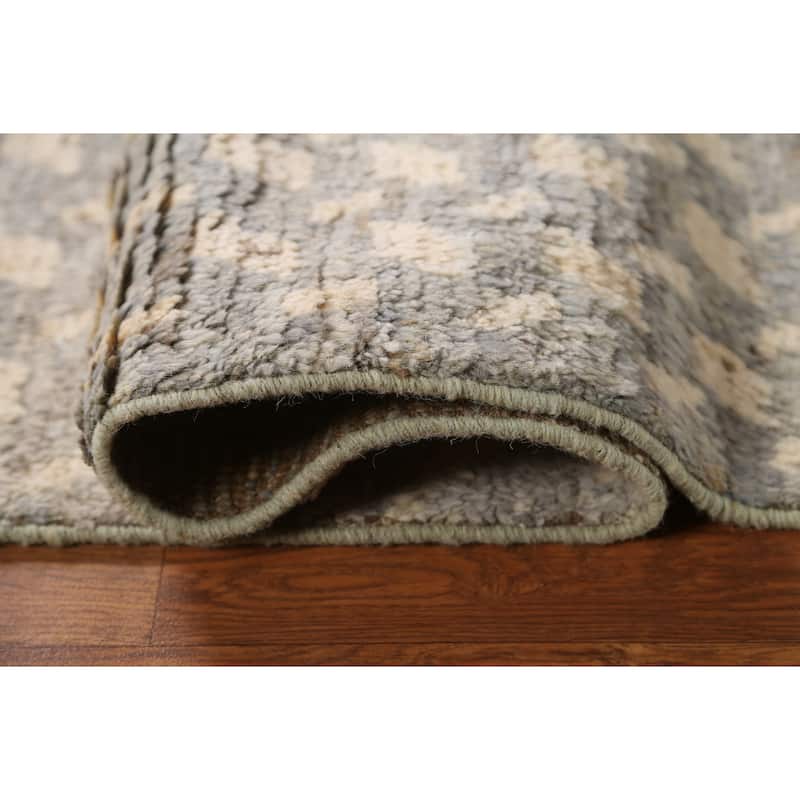 Hand Knotted Oriental 100% Wool Carpet Modern All-Over Greys & Charcoal Moroccan Area Rug - 7' 8'' X 5' 1''