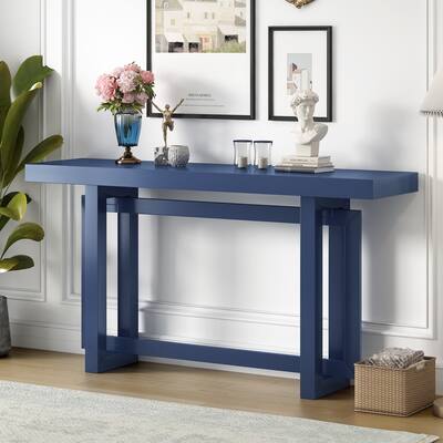 Contemporary Extra Long Entryway Table Console Table with Wood Top