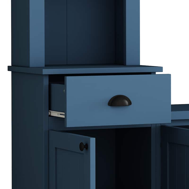 Minimalist Entertainment Wall Unit Set with Bridge for TVs Up to 75", Ample Storage Space TV Stand with Adjustable Shelves