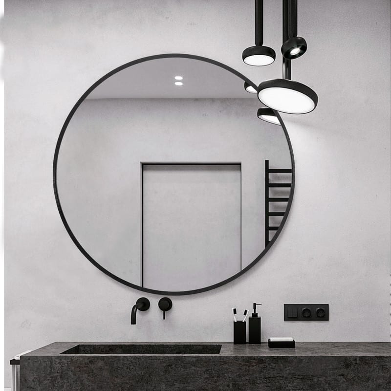 Classic Round Accent Bathroom Mirror Metal Frame Hanging Wall Mounted Circle Mirror for Wall Decor Vanity Entryway Living Room