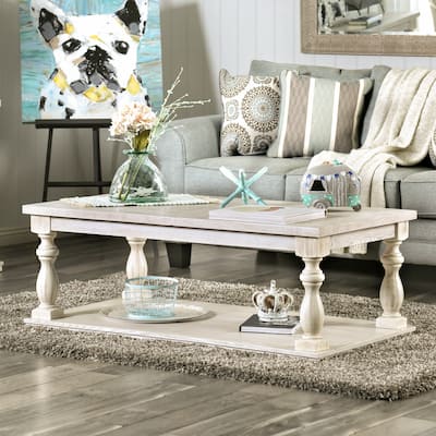 Furniture of America Tost Rustic White 52-inch 1-shelf Coffee Table