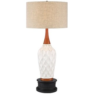 Mid Century Modern Table Lamp Black Riser 34 1/4