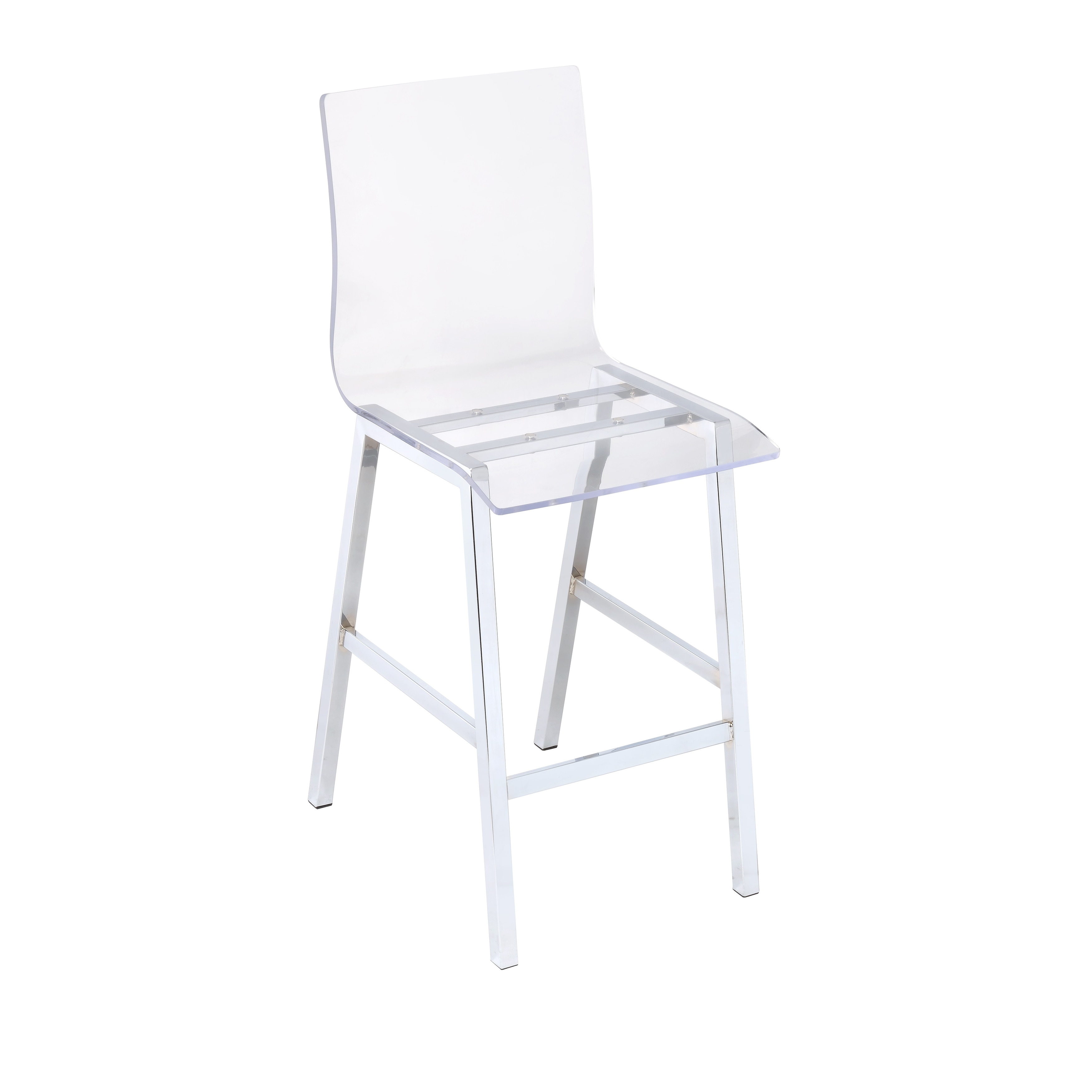 Nadie Clear Acrylic & Chrome Finish Counter Height Chair(Only Dining Chairs)