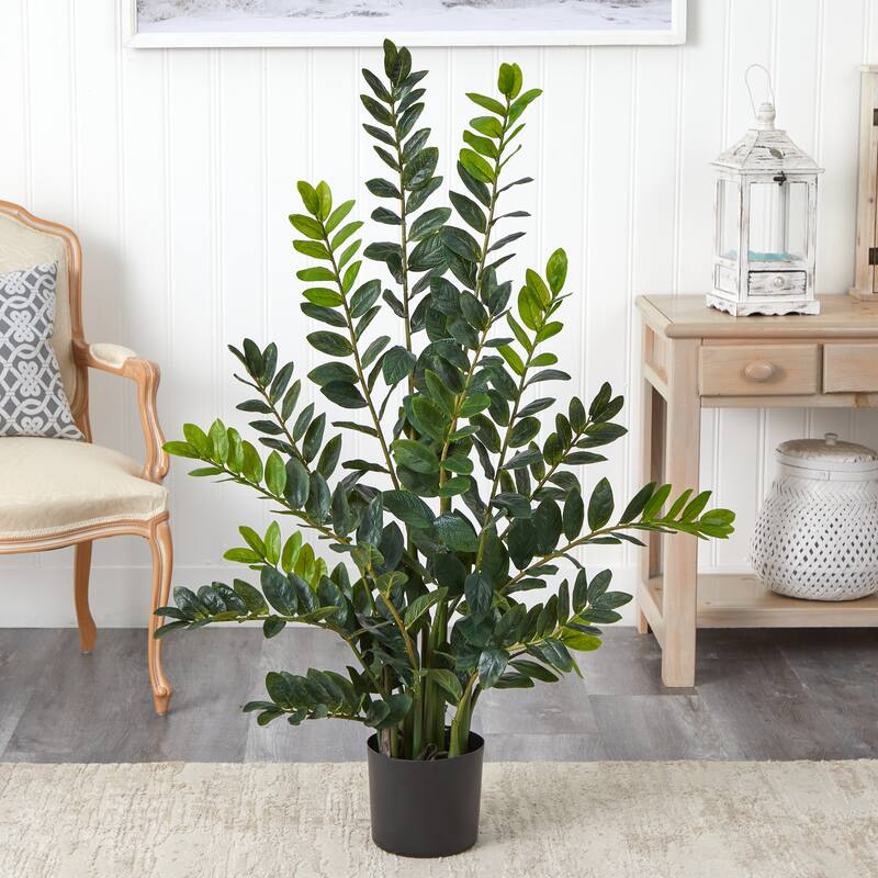 4' Artificial Zamioculcas Plant with Black Pot