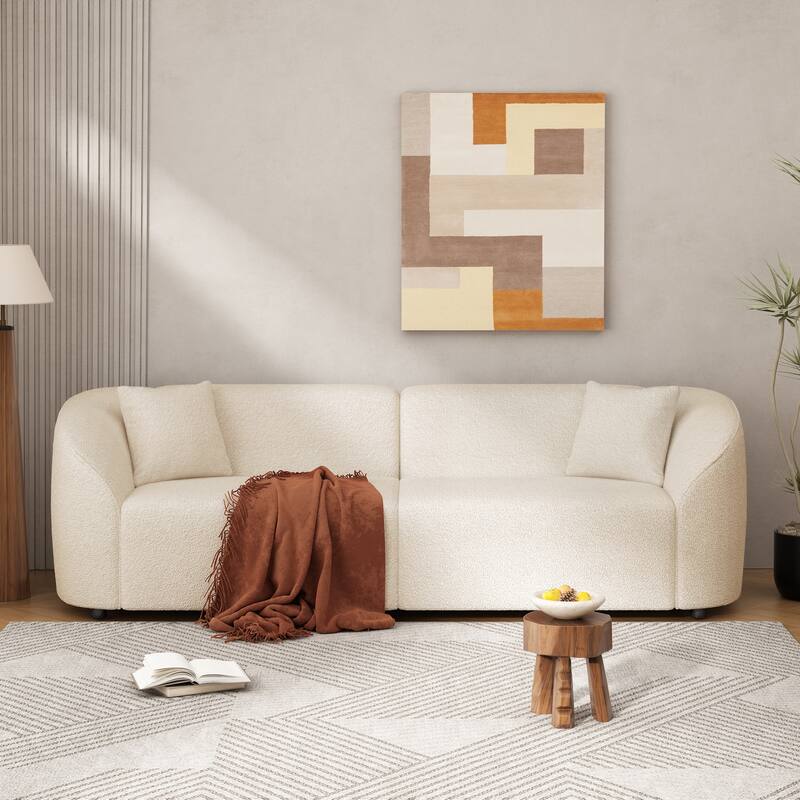 87" Curved Contemporary Sofa in Beige: Plush Seating, Streamlined Design, and Durable Frame - Ideal for Stylish Living Spaces
