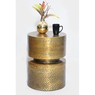 Disc Hammered Side Table Antique Gold