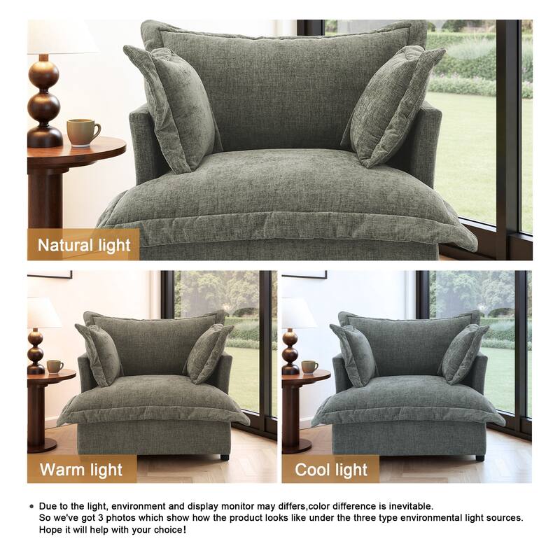 39"W Oversized Upholstered Chenille Comfy Cloud Accent Armchair