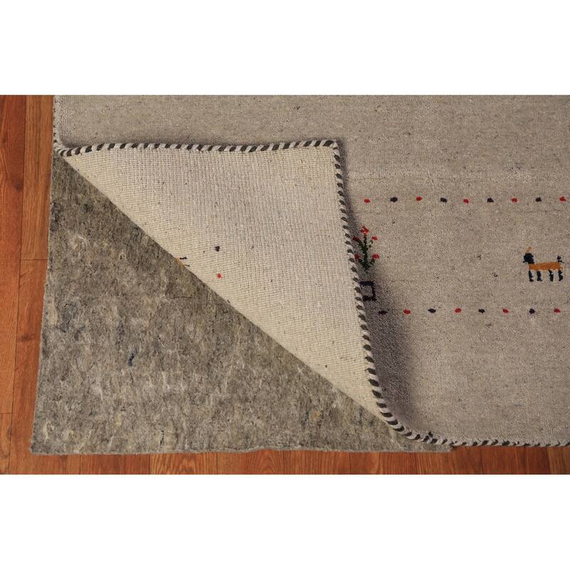 Ltribal Beige Gabbeh Oriental Area Rug Handmade Wool Carpet - 5'10" x 7'8"