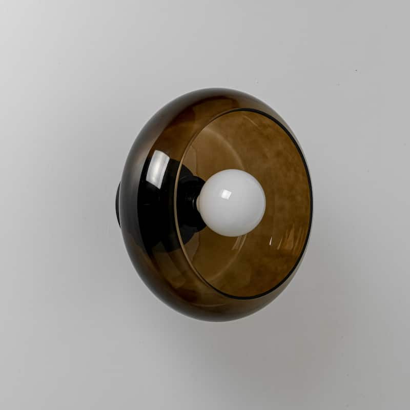10.4" 1-Light Modern Bowl-Shaped with Brown/Milk White Glass Shade Wall Sconce for Hallways, Bedroom