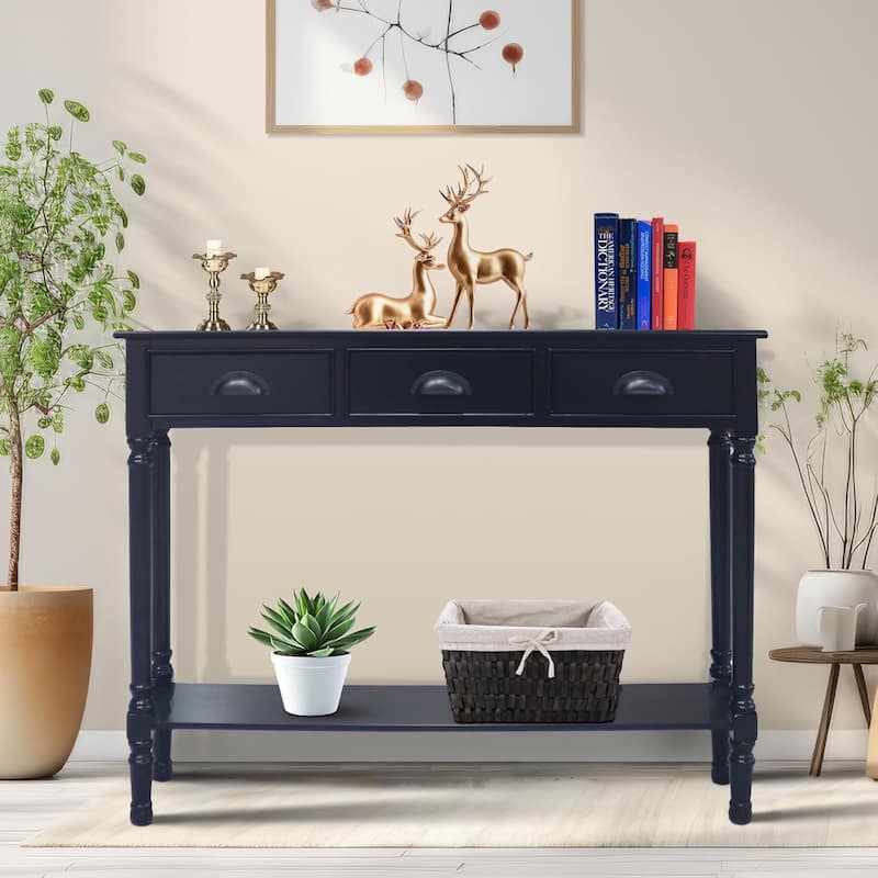 Burlington Wood 3-drawer Console Hallway Table - Black