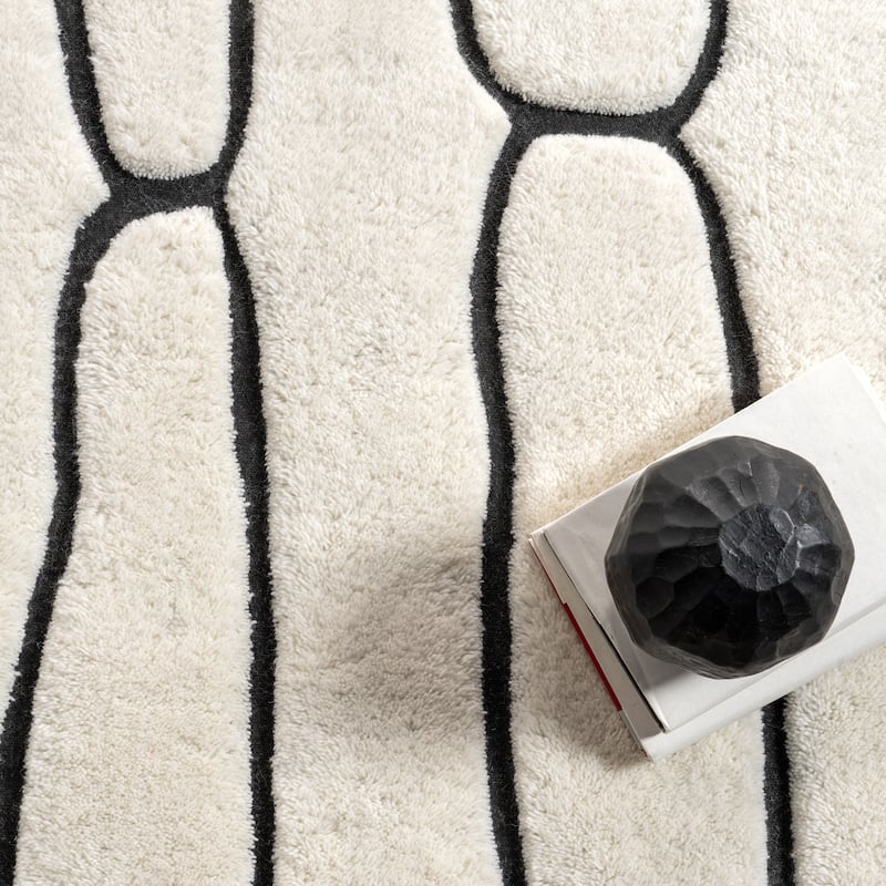 Nazco Abstract New Zealand Wool Area Rug - 10' x 14' - Charcoal