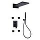 preview thumbnail 1 of 6, Pressure Balance Waterfall Multi-Function Complete Shower System With Body Sprays Matte Black