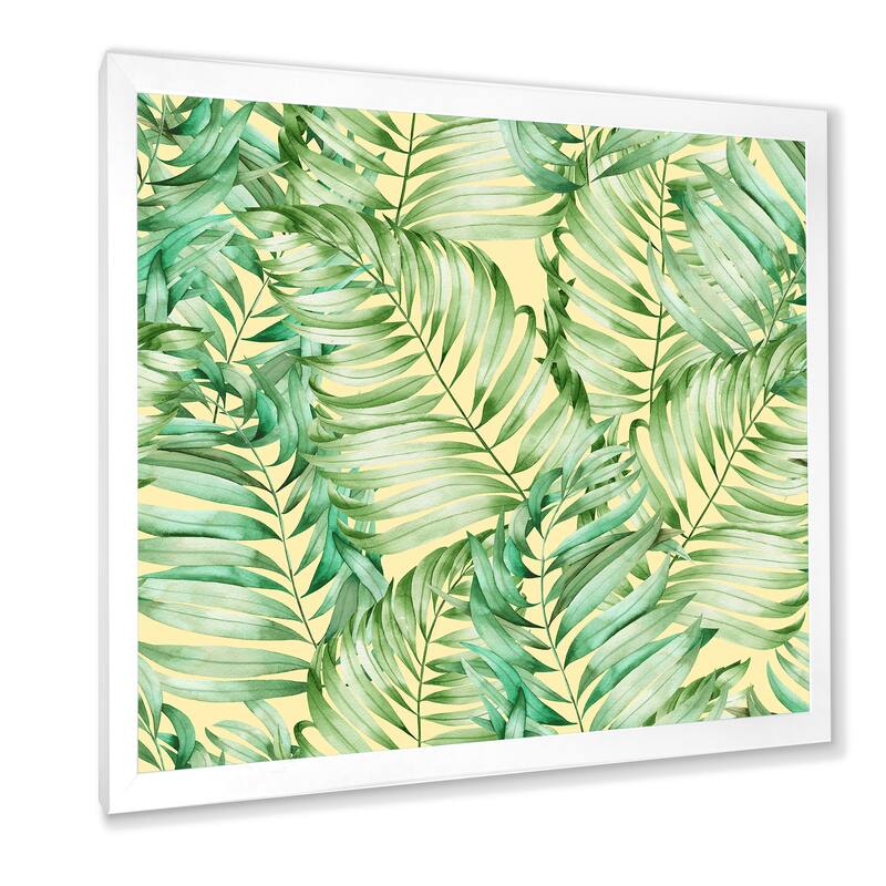 Designart "Tropical Leaves of Monstera" Tropical Framed Art Print Bed