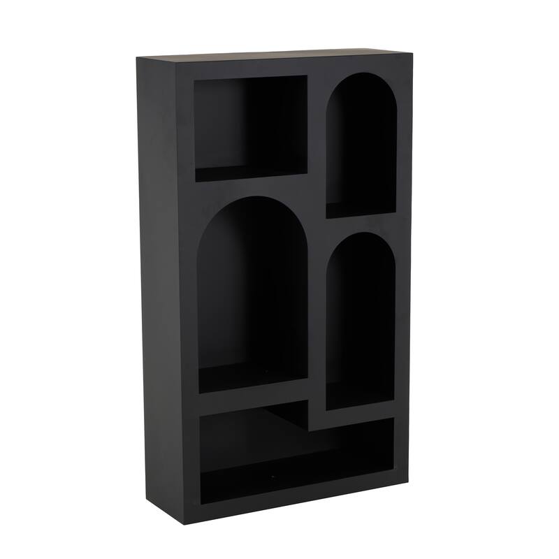 Black or Cream Metal 5 Shelf Geometric Storage Shelving Unit