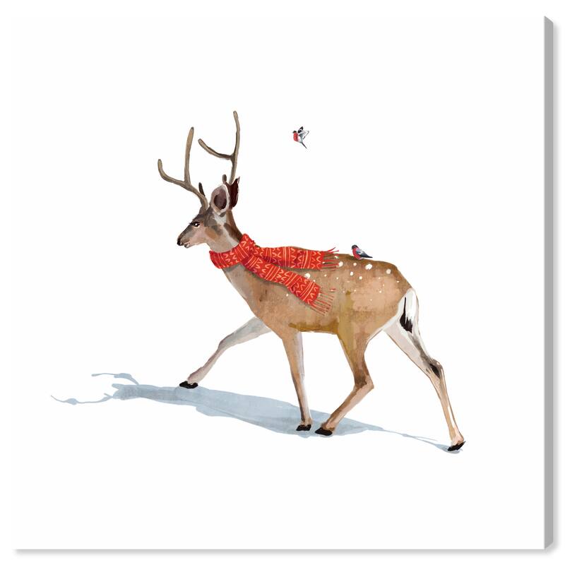 Wynwood Studio Canvas Animals Snowfield Stroll White and Farmhouse Wall Art Canvas Print