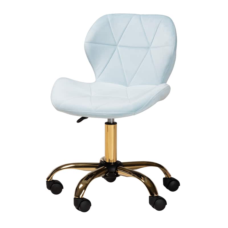 Savara Contemporary Glam and Luxe Velvet Fabric and Gold Metal Swivel Office Chair