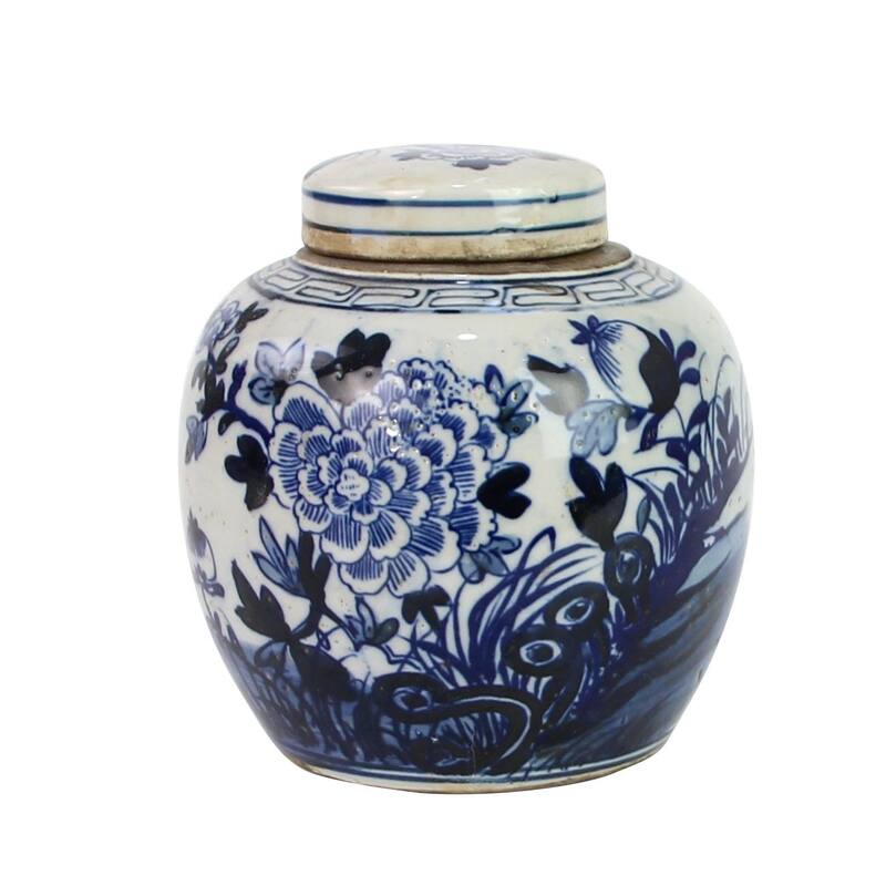Blue And White Mini Jar Flower Blossom