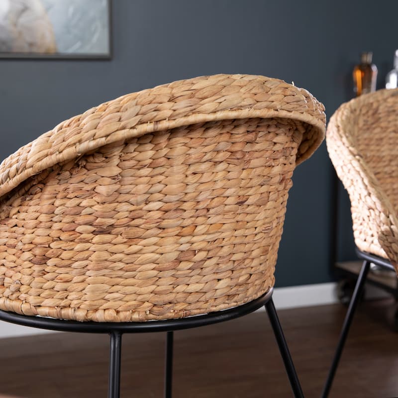 SEI Furniture Langston Coastal Natural Woven Fiber Stools